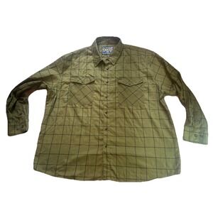 Dixxon Mens Flannel Side 5xl Long Sleeve‎ Army Green Plaid Pearl Snap